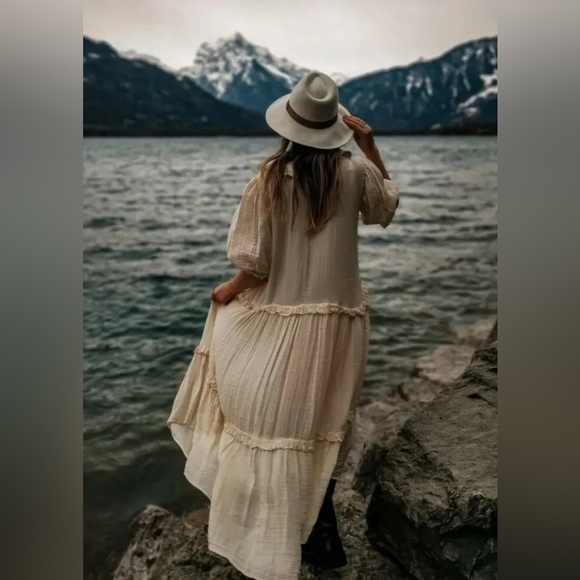 ZARA ~ ✨ Bloggers favourite ✨ MIDI DRESS WITH PANELS in Vanilla - Picture 3 of 17